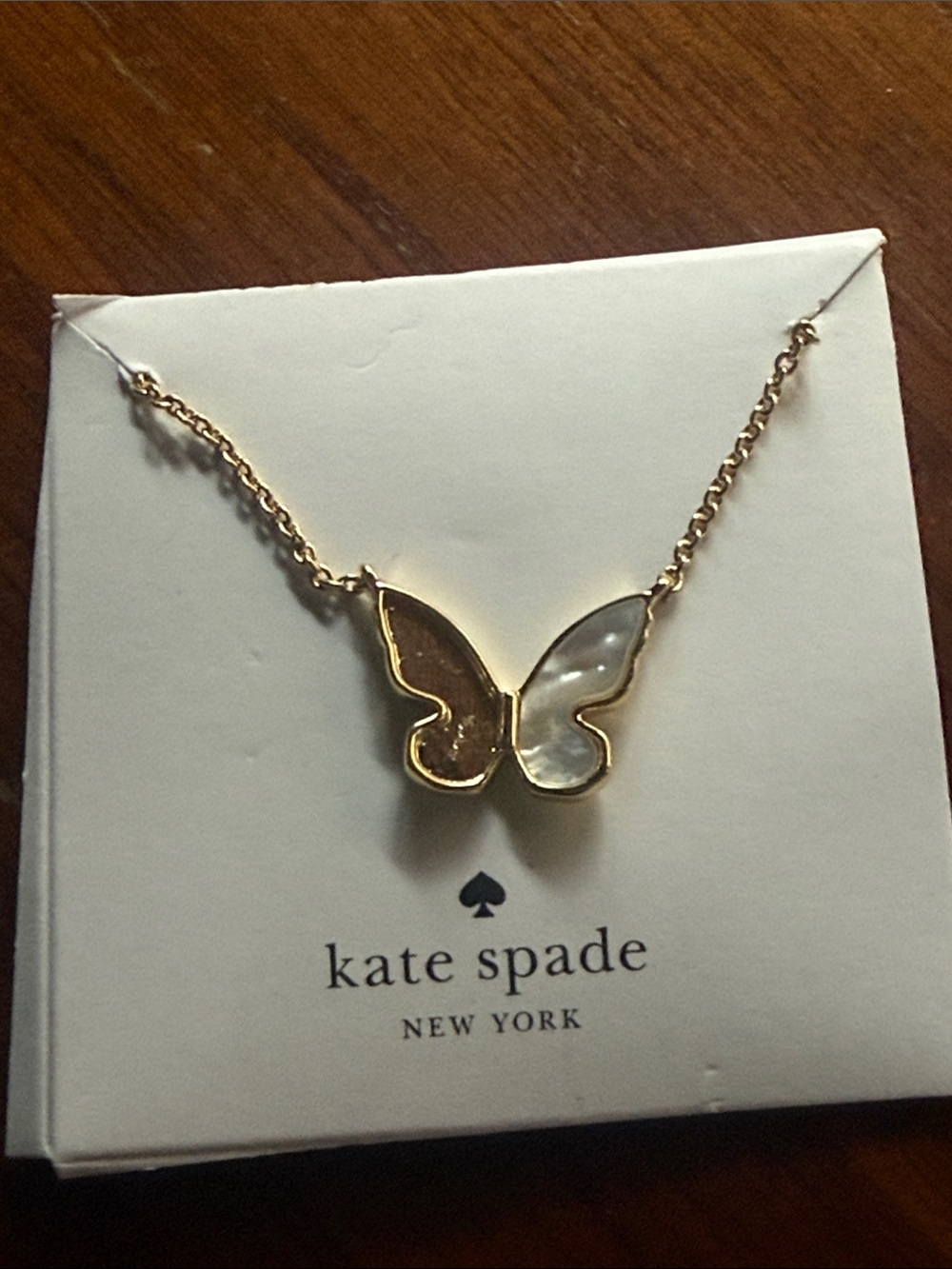 Kate Spade All A Flutter Mother Of Pearl Butterfly necklace new